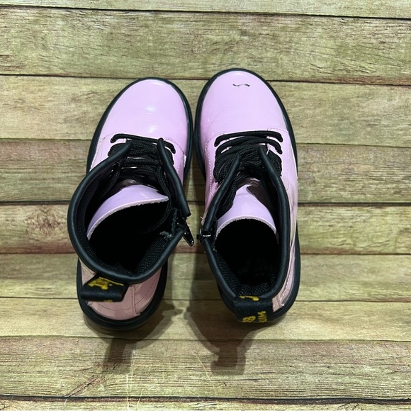 Dr. Martens Pink Patent Leather Lace Up Boots - Picture 7 of 9